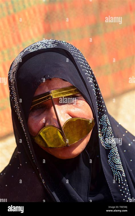 Woman With Traditional Mask The Burqa United Arab Emirates Dubai