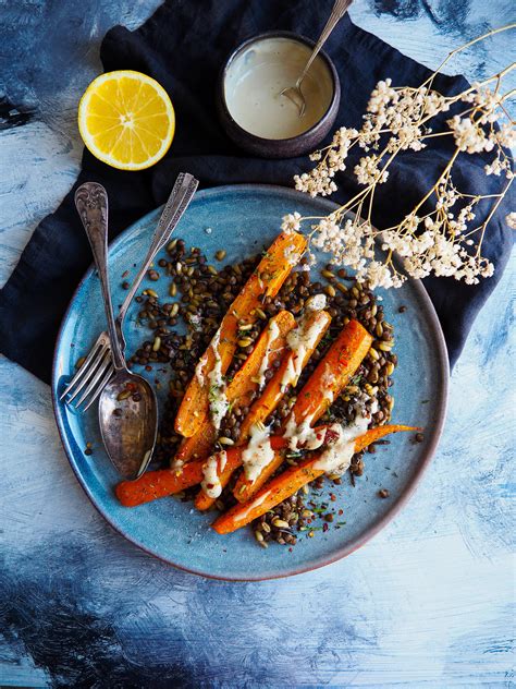 Roasted Carrot Lentil Salad With Lemon Tahini Dressing — 100 Kitchen