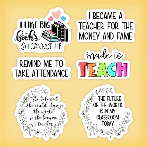 Teacher Stickers Teacher Sticker Pack Teacher Appreciation Etsy