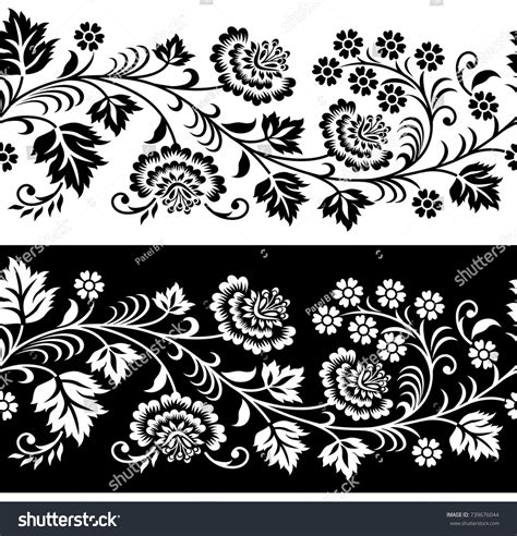 Seamless Floral Border Stock Vector Royalty Free 739676044 Shutterstock