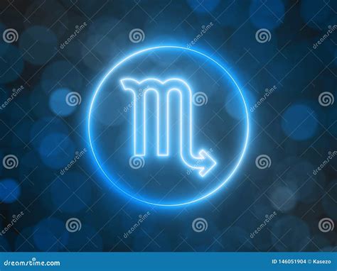 Glowing Neon Sign Of Scorpio With Blurred Bokeh Background 3d
