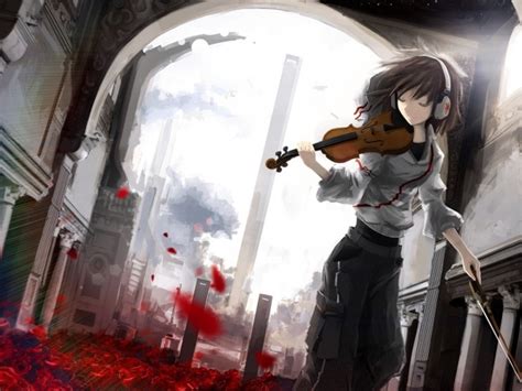 Anime Girl With Violin Wallpapers And Images Wallpapers Pictures Photos