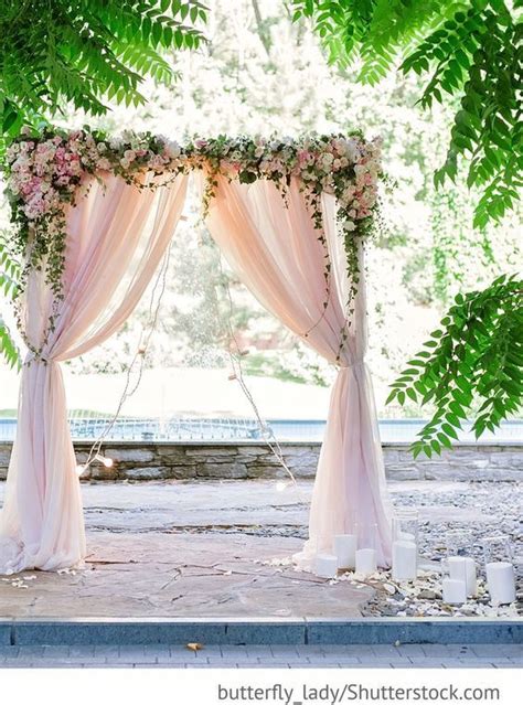 Blush Pink Chiffon Drapery Wedding Arch With Flowers｜spring Wedding