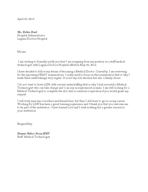 Resignation Letter Pdf Health Care