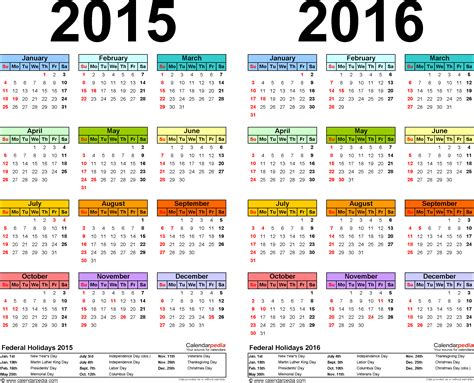 2015 2016 Two Year Calendar Free Printable Excel Templates