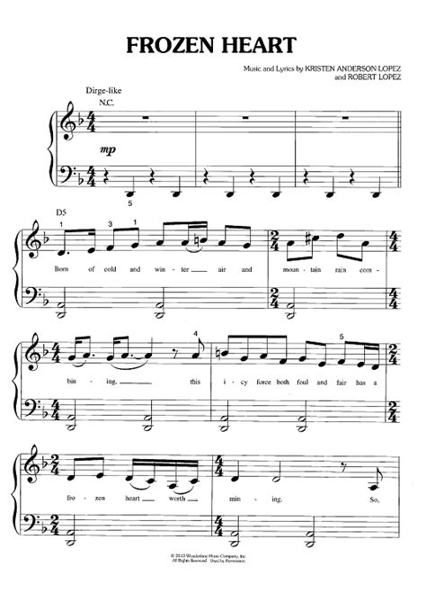 Frozen Heart Sheet Music From Frozen For Big Note Piano