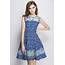 Blue Sleeveless Floral Print A Line Casual Summer Dress  Vampal Dresses