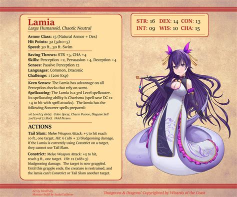 Lamia Monster Entry 5e By Snaketailpress On Deviantart