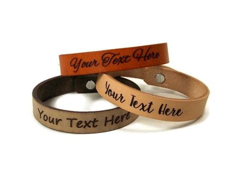 Custom Leather Bracelet Laser Engraved W Any Text Of Your Etsy