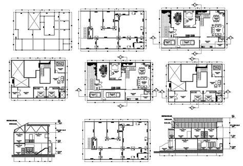 2 Storey House With Section And Elevation In Dwg File Cadbull