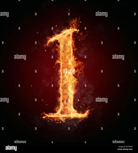 Burning Fire Number Isolated On Black Background Stock Photo Alamy