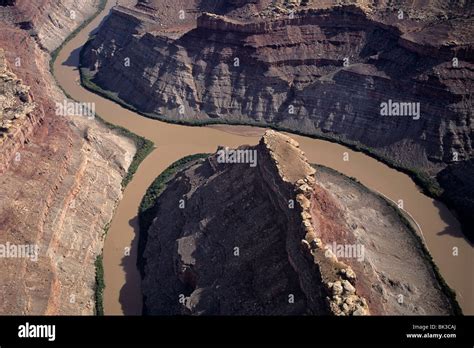 Aerial View Of The Confluence Of The Green River Bottom And Colorado