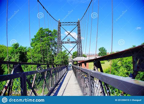 A Walk Bridge On Kennebec River Editorial Image Image Of Bridge
