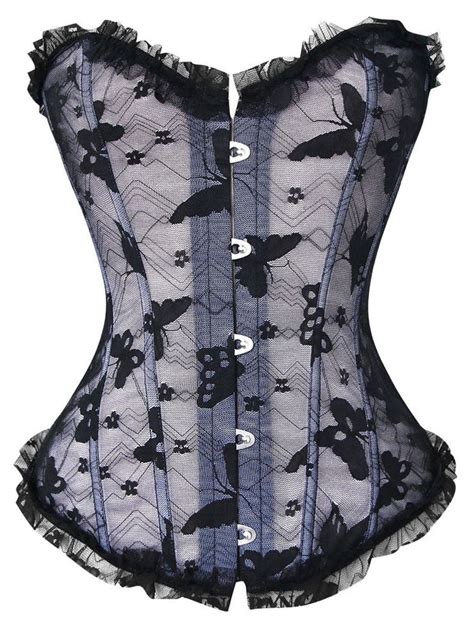 Atomic Butterflies Black Lace Overlay Overbust Corset In 2022