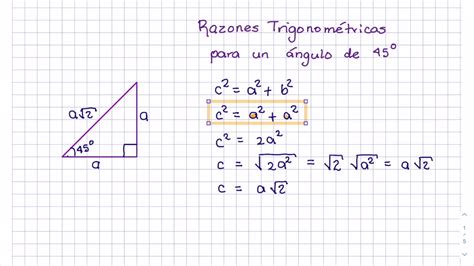 Razones Trigonométricas Angulo De 45 Grados Youtube