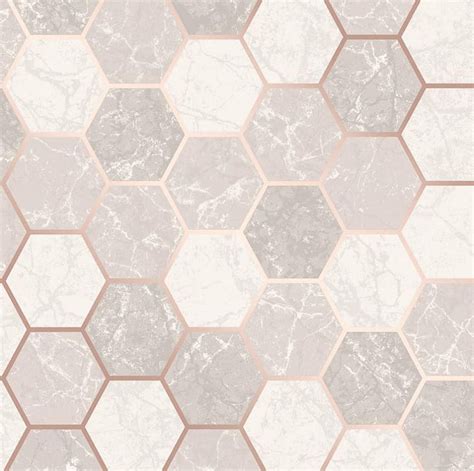 Hexagon Geometric Marble Kitchen Silver Rose Gold Metallic Vinyl Crown