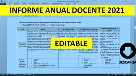 Informe Anual Docente 2021 Editable En Word Youtube