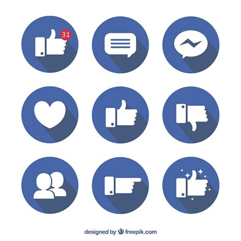 Colección De Iconos De Facebook En Diseño Plano Descargar Vectores Gratis