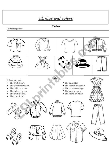 Clothes And Colors Esl Worksheet By Blossom123
