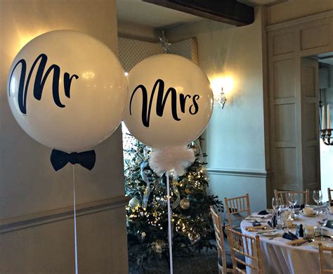 Giant Mr And Mrs Wedding Balloons With Bow Tie And Tulle At Weston Hall