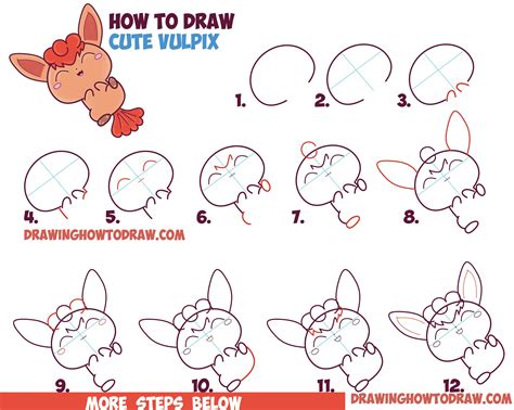 How To Draw A Cute Kawaii Chibi Vulpix From Pokemon In Easy Step By Step Drawing Tutorial For