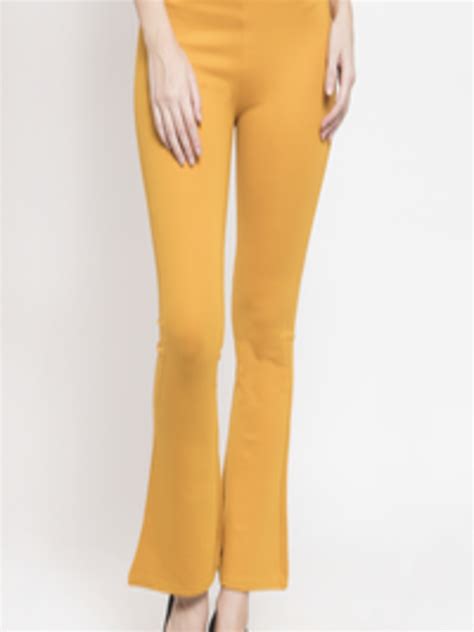 Buy Voxati Women Mustard Yellow Flared Solid Bootcut Trousers Trousers For Women 11021932 Myntra