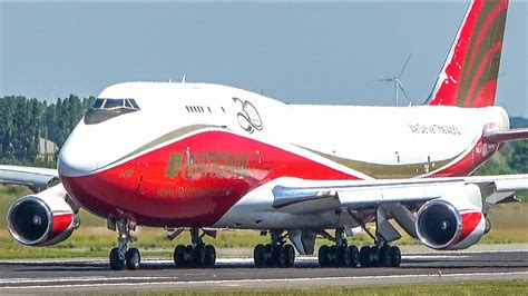 Red Boeing 747 Departure Fast B747 Take Off Of The Former