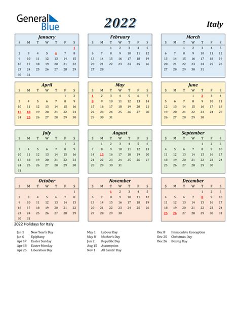 Calendario 2022 Excel Italiano 2022 Spain