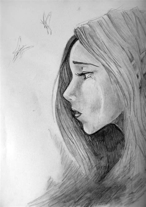 Sad Girl Face Sketch At Explore Collection Of Sad