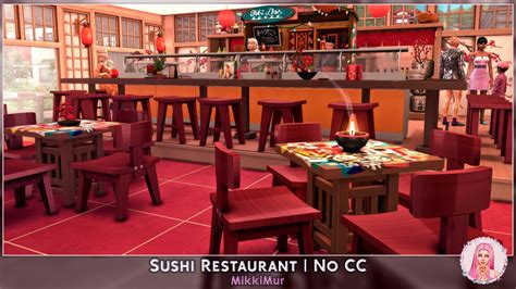 Sushi Restaurant Sims 4 Snowy Escape No Cc Restaurant In Asian Style