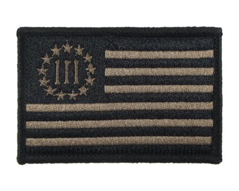 Three Percent United States Flag Embroidered Velcro Morale Tags Patch