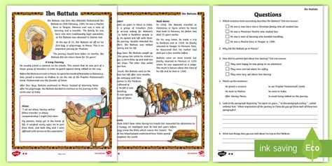 Ibn Battuta Differentiated Reading Comprehension Activity