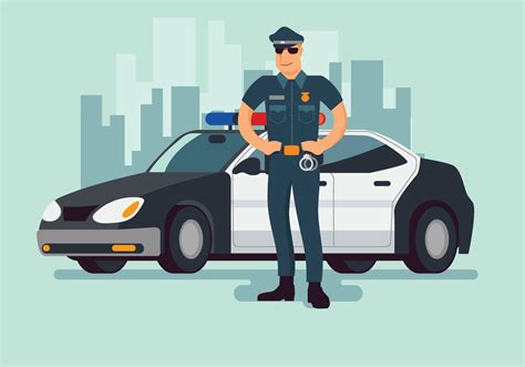 Police Officer And Police Car Background 251717 Vector Art At Vecteezy