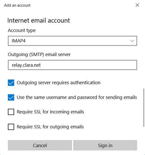 Setting Up Email On Windows 10 Mail Imap Mailbox Claranet Soho