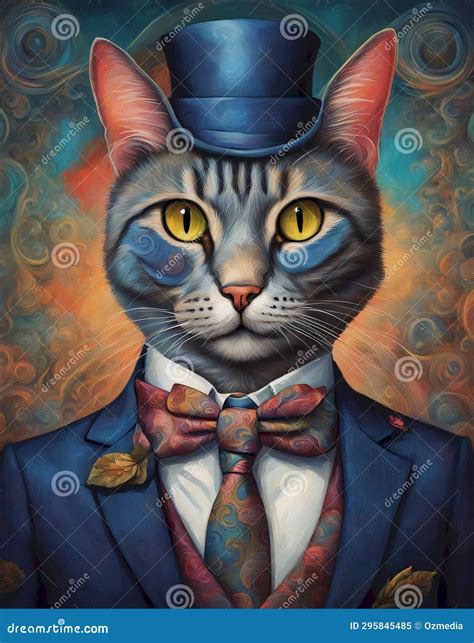 Cool Cat In A Suit Stock Illustration Illustration Of Mammal 295845485