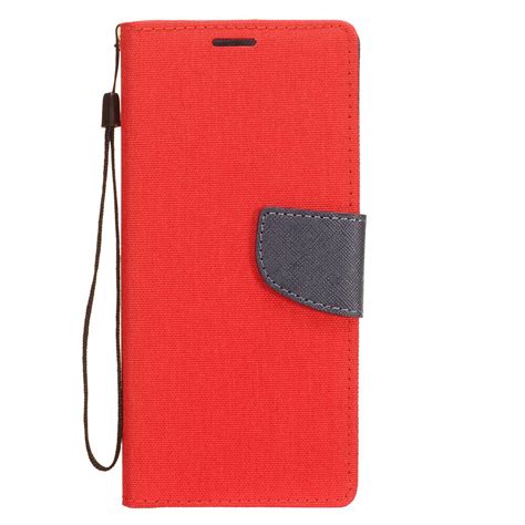 For Motorola Moto E6 Premium Fabric 2 Tone Wallet Pouch Flip Phone Case