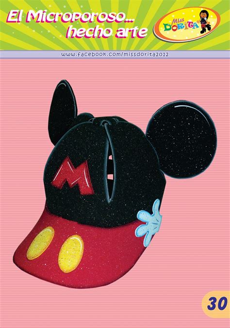 Viseras en foami goma eva gomitas animales. Miss Dorita: Gorro Mickey