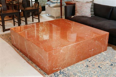 Picket house furnishings caleb coffee table with marble top cks100cte. Very Large Terracotta Marble Square Coffee Table at 1stdibs