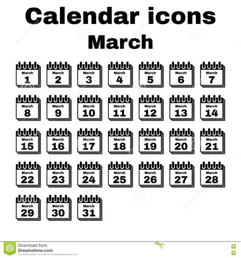 The Calendar Icon March Symbol Stock Vector Illustration Of Spiral
