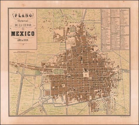 Rare Early Map Of Mexico City Published In Mexico Old Map Mexico