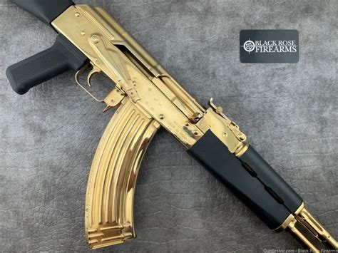 24k Gold Plated Century Arms Wasr 10 762x39 Ak 47 Rifle W Black