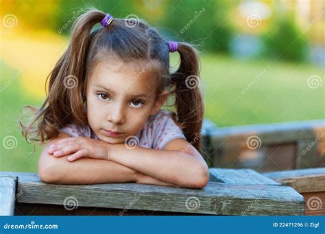Portrait Of Sad Girl Child Stock Photo Image Of Hand Parenting