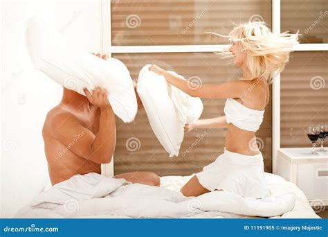 Pillow Fight In Bedroom Stock Image Image Of Cute Lifestyle 11191905