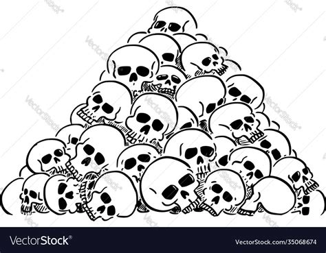 Cartoon Pile Or Heap Human Skulls Royalty Free Vector Image