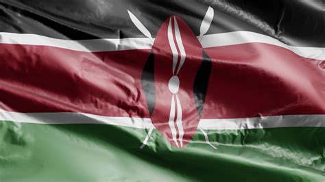 Kenya Flag Waving On The Wind Loop Kenyan Banner Swaying On The Breeze