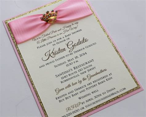 Pink And Gold Princess Baby Shower Invitation With Gold Etsy Baby