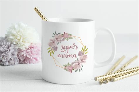 Skodelica Okvir Z Rožicami Super Mama Ali Personaliziran Napis Mugs