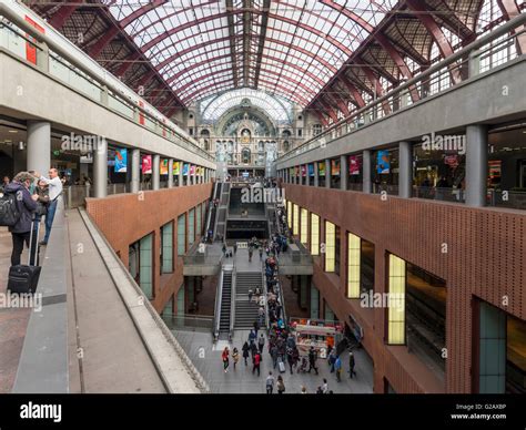 Hall Of Antwerpen Centraal Station With Tracks At Different Levels