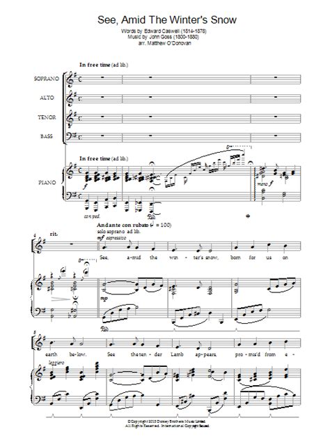 Christmas Carol See Amid The Winter S Snow Sheet Music Notes Download Printable PDF Score