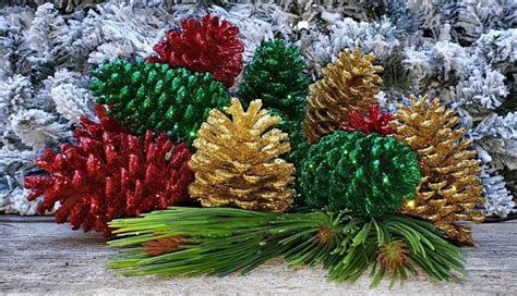 Glitter Pine Cones Christmas Pine Cones 1 Dozen Winter Etsy Glitter